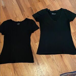 Women’s Black Short Sleeve T-Shirts Set of 2 Both Med